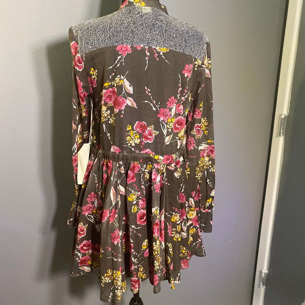 Aratta Mini Dress Mesh Yoke with SparkleEmbroidery Right Sleeve Corsage NWT - Picture 2 of 4